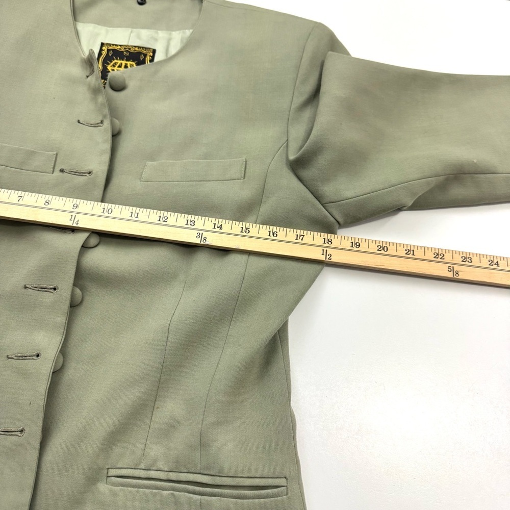 Vintage Algon Quins Womens Sz M Green Wool Blend Button Up Blazer Jacket Chinese - Picture 10 of 13